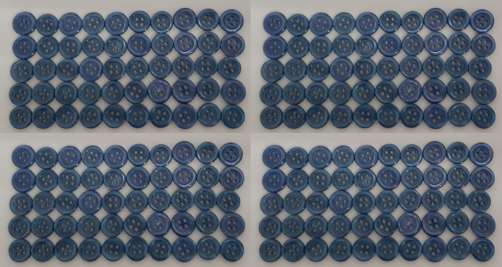 200 Vintage Buttons 4 Hole Shirt / Shank Anchors Pearlesque Blue 11.3mm NOS