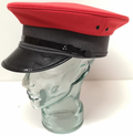 Red and Grey Canvas Plain Peaked Cap 57cm