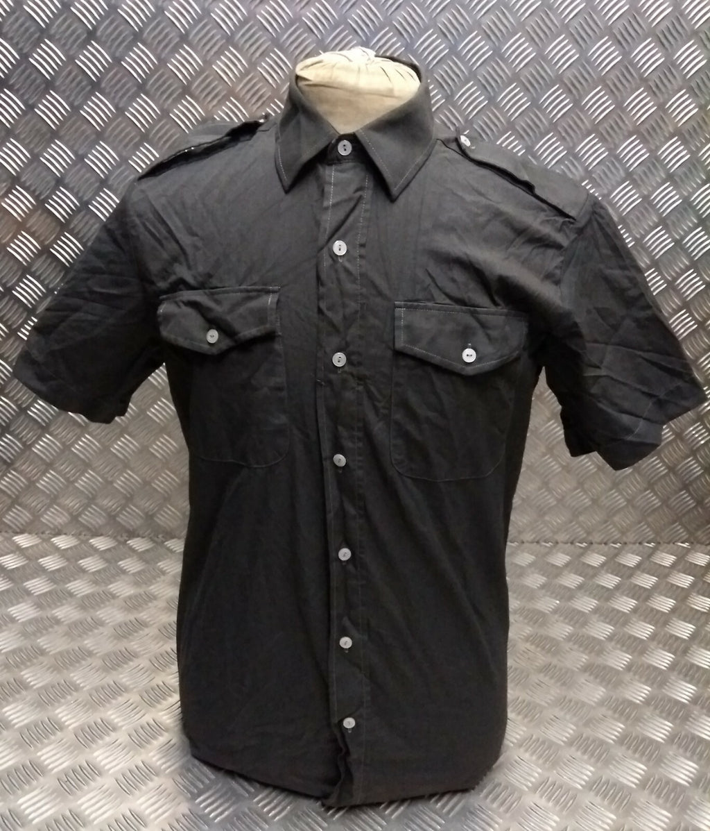 Army Style Shirt Short Sleeve British Overdyed Black All Sizes