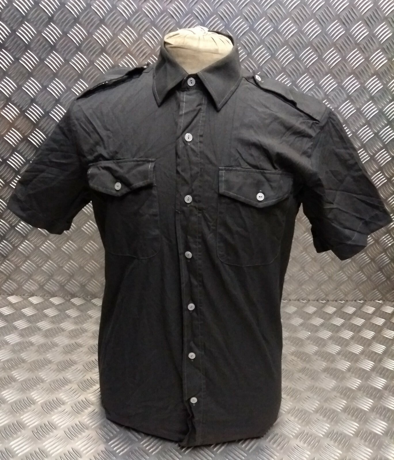 Army Style Shirt Short Sleeve British Overdyed Black All Sizes