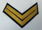Genuine British Gold 2 Bar Embroidered Chevron On Black Felt