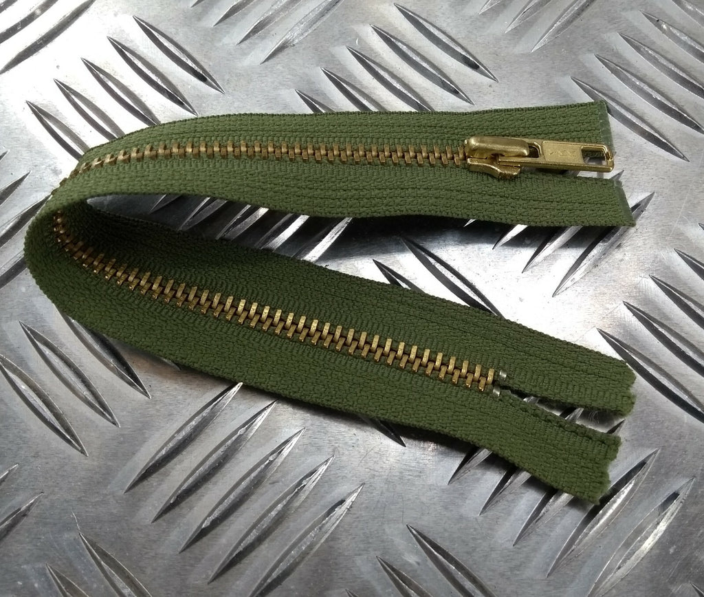 Genuine British YKK 22cm Closed End Metal Zip Zipper Green