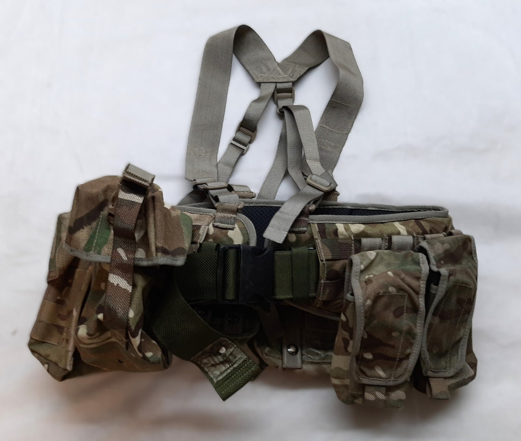Airborne Army Webbing MTP British Assault Camo Belt Yoke & Assorted Pouches (6)