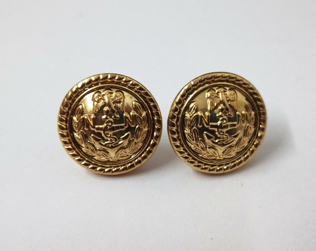 Genuine Nigerian Navy Issue Eagle and Anchor Insignia Ring Back Buttons X2 V1434