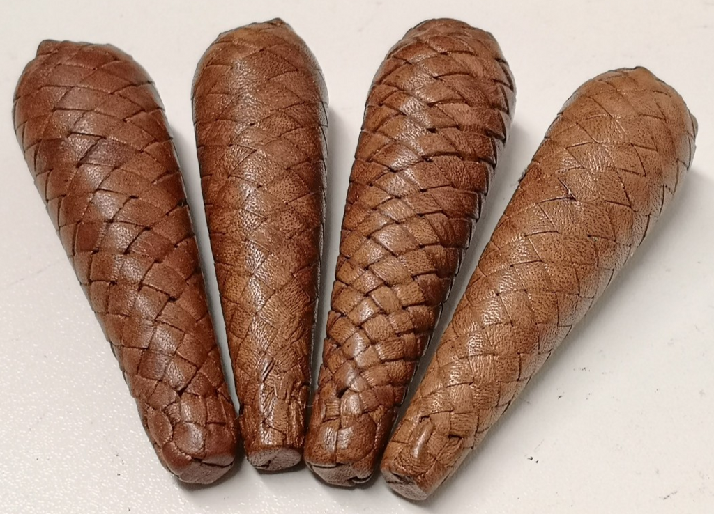 Sword Knot Acorns Brown Leather Bound Replacement Parts set of 4