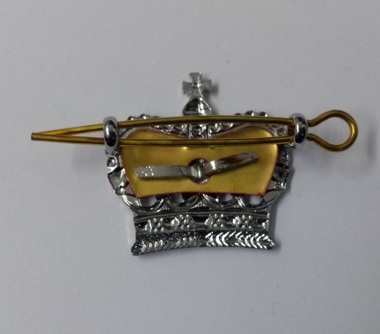 Chrome Shoulder Crowns 1.1" British Made Silver Colour With Red Detail