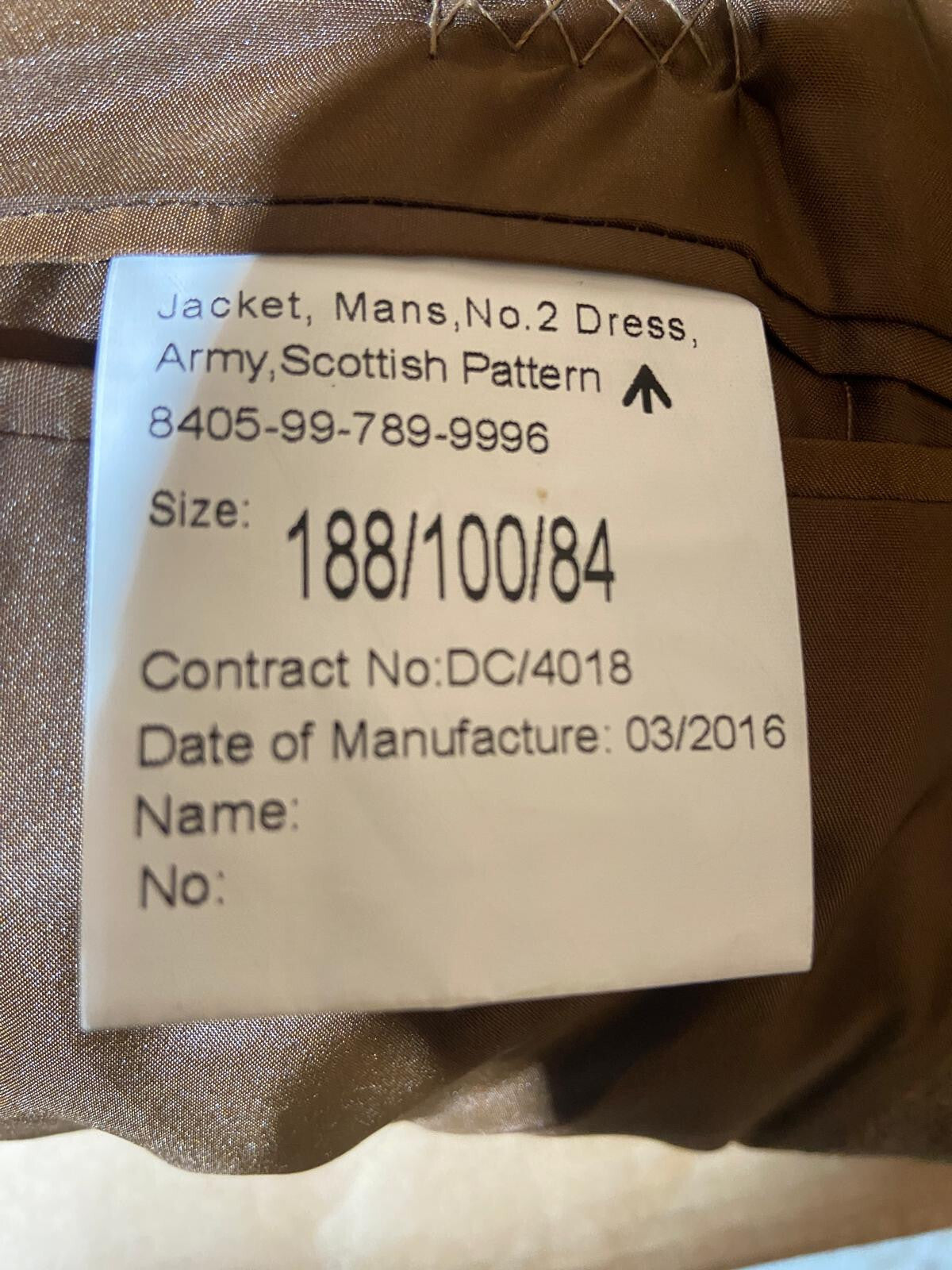 RRS Scotish Pattern No2 FAD Jacket Doublet Royal Reg of Scotland 194/112/96cm