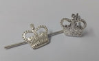 Rank Crown 3/8" Dead Silver Officers Insignia Wire Fitment x 2 NEW