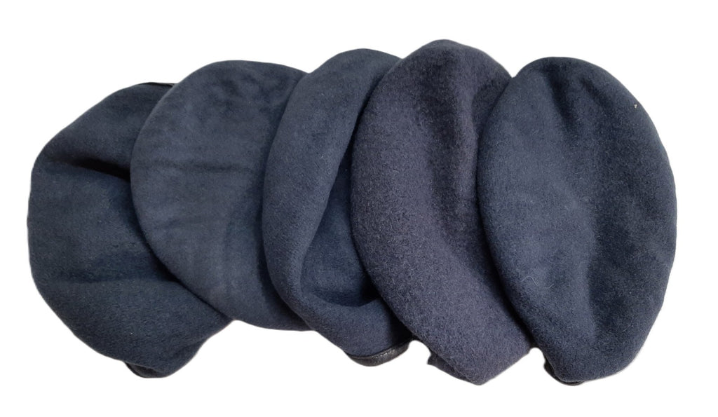 RAF Royal Air Force Beret Knitted Wool Blue Grey With Leather Rim & Badge Eyelets