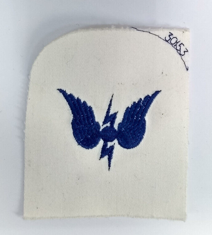 Royal Navy Radio Operator Blue On White Embroided Naval Branch Patch