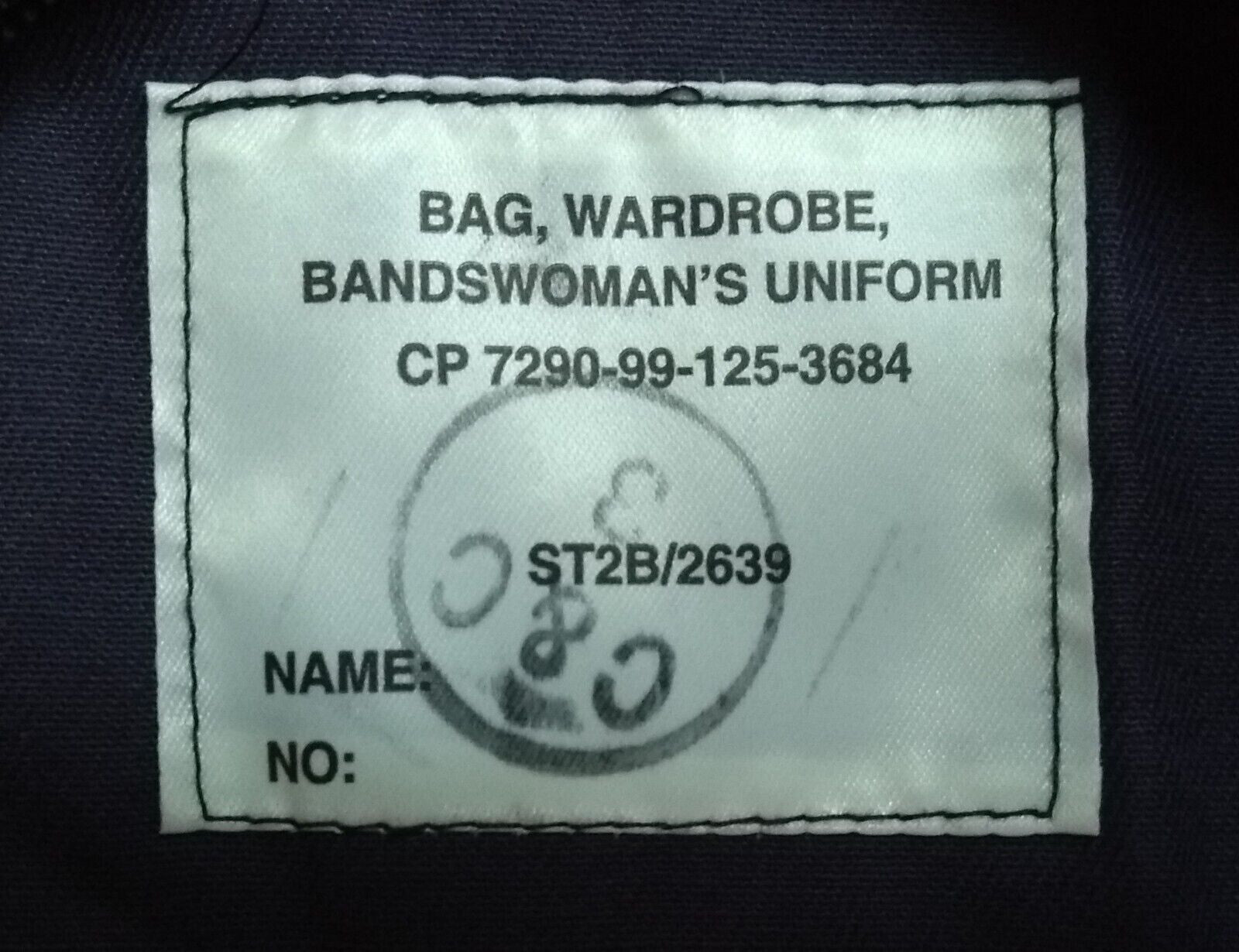 Wardrobe Uniform Bag / Suit Carrier British Royal Bands Service