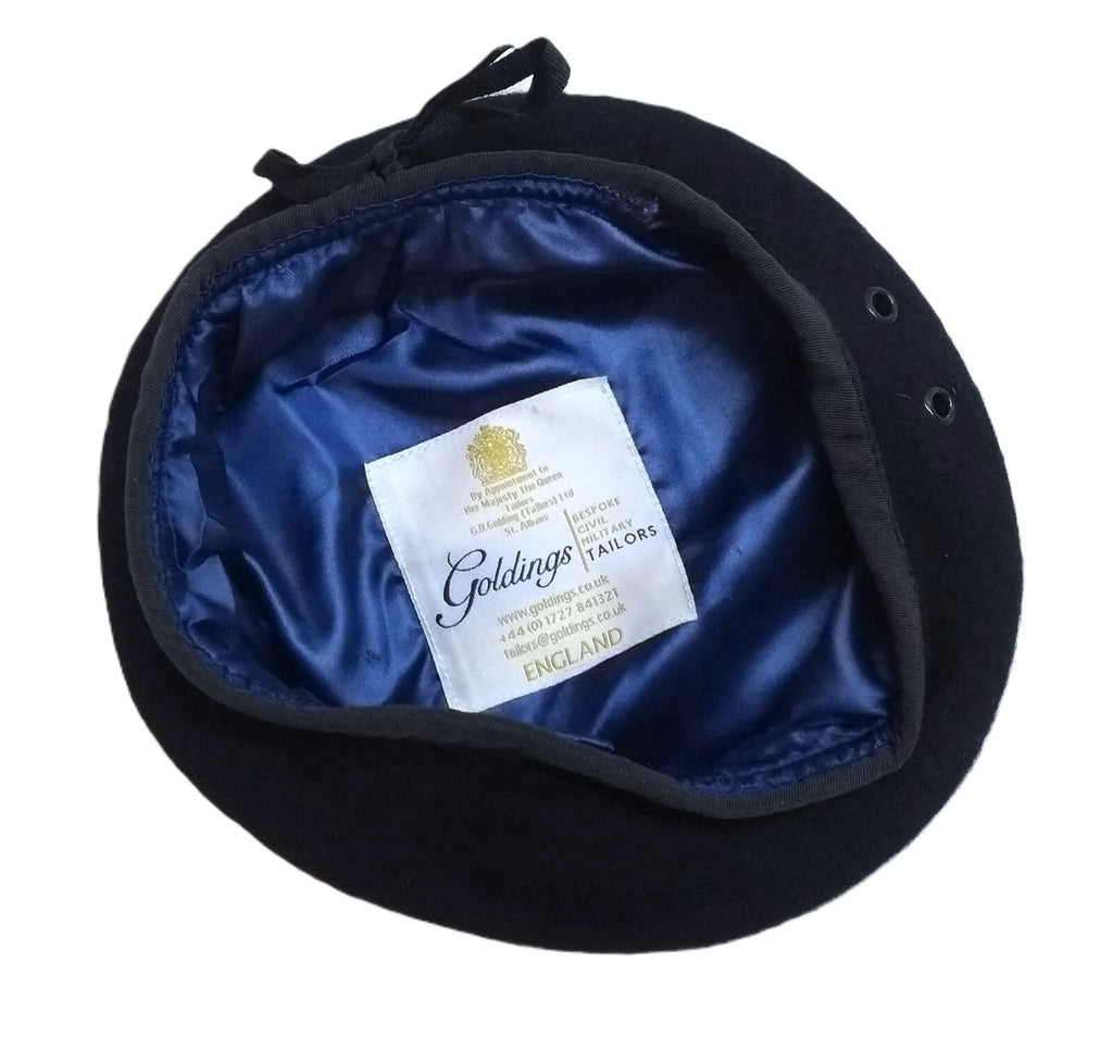 Navy Blue Beret Goldings Army Pattern Wool / Silky Lining & Petersham Trim 60cm