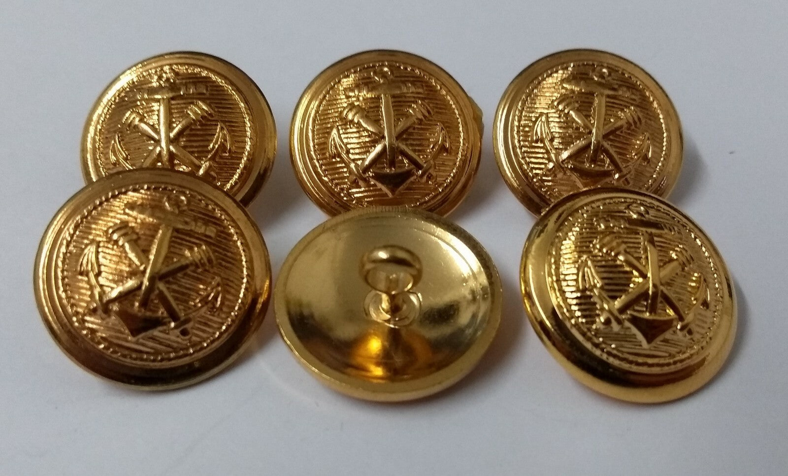 Genuine Naval Artillery Anchor & Cannon Insignia Shank Buttons X6 ASBT199