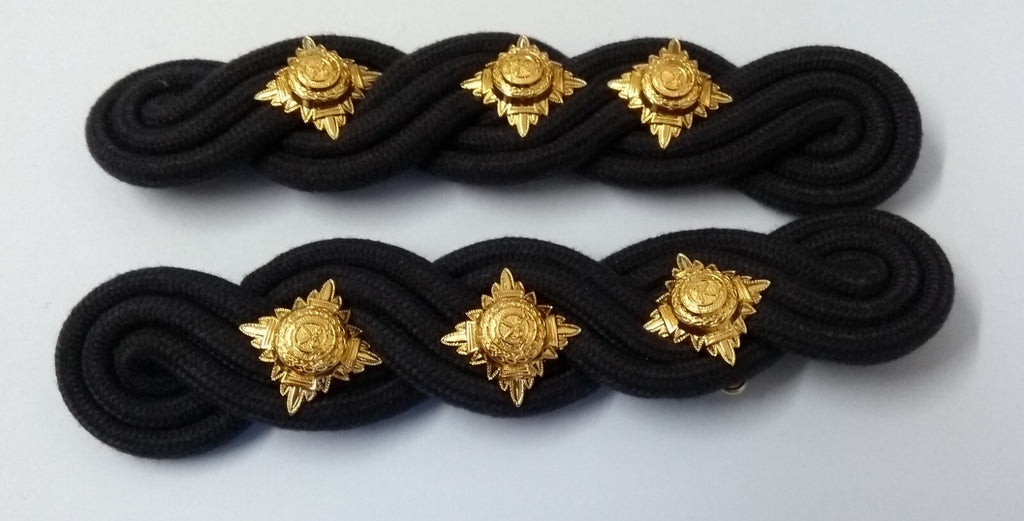 Captain Shoulder Cords British Made Rank Pips Bath Stars on Navy Blue Cord