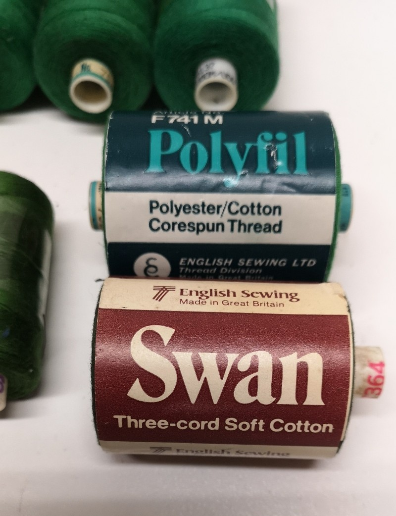 Polyfil Polyester/Cotton Corespun Thread Green Colour Shades joblot of 21 rolls