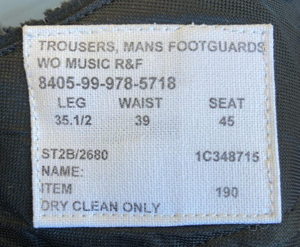 Footguards Trousers Mens Heavy Wool for Parade and Ceremony Waist 39" L35.5"