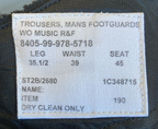 Footguards Trousers Mens Heavy Wool for Parade and Ceremony Waist 39" L35.5"