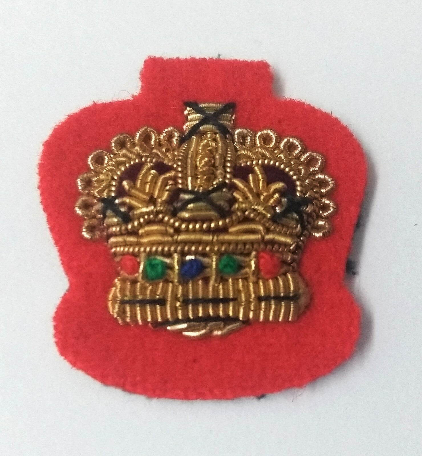 Genuine Vintage British Braided Decorative ⅝" Crown on Red Felt