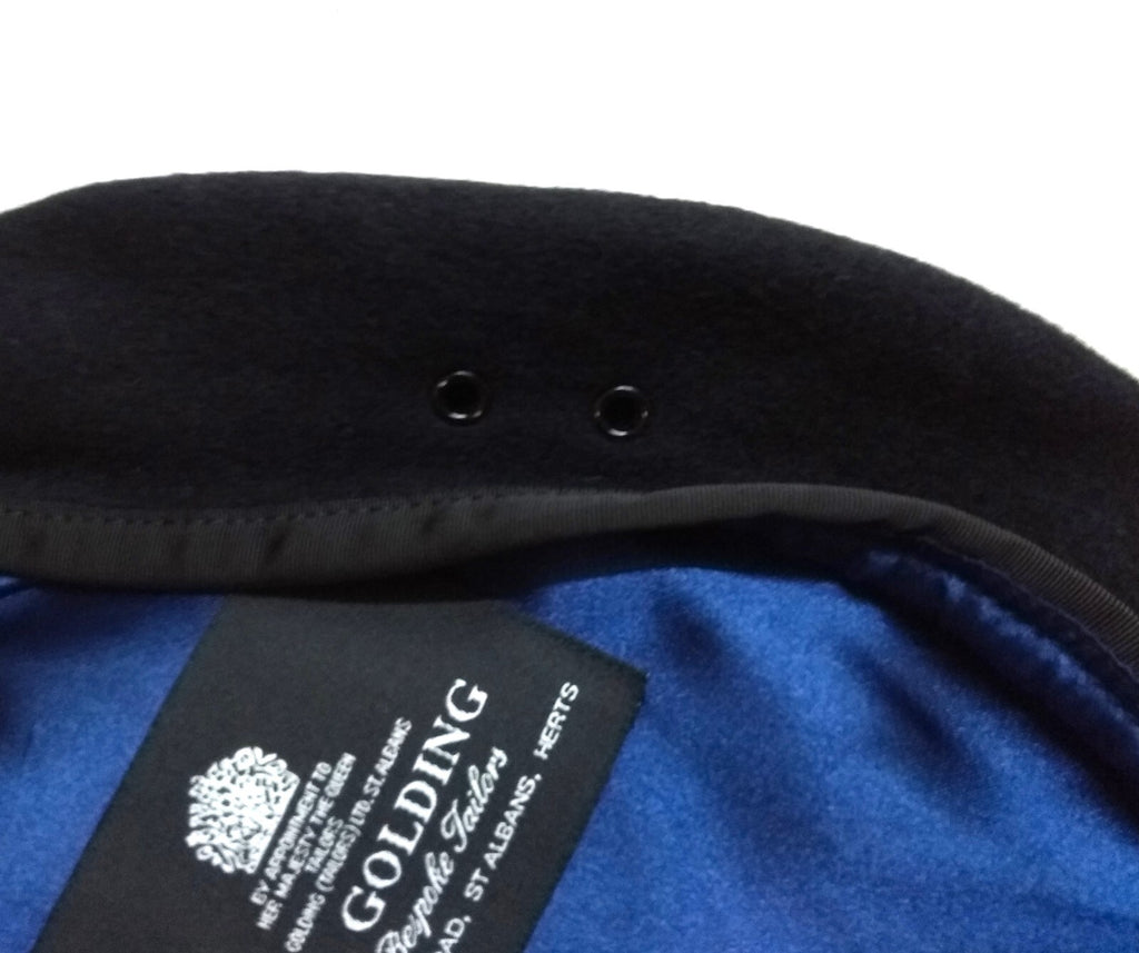 Navy Blue Beret Goldings Army Pattern Wool / Silky Lining & Petersham Trim 55cm.