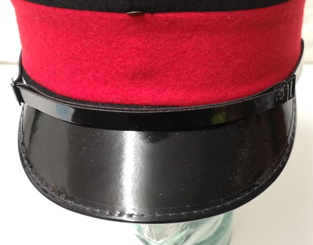 Dark Blue Red Plain Peaked Ceremonial Hat with Silver Queen's Crown 56cm