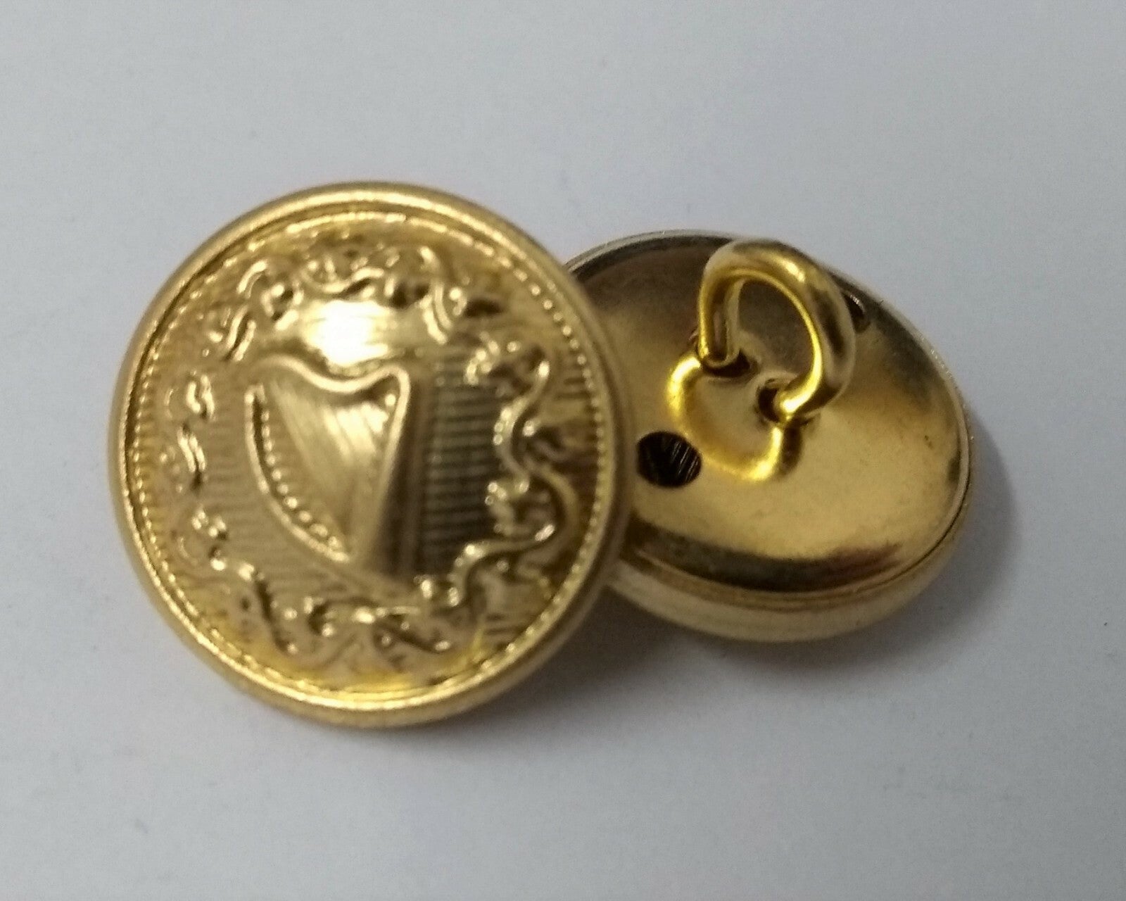 Vintage Irish Harp Ring Back Buttons x 2 ASBT195