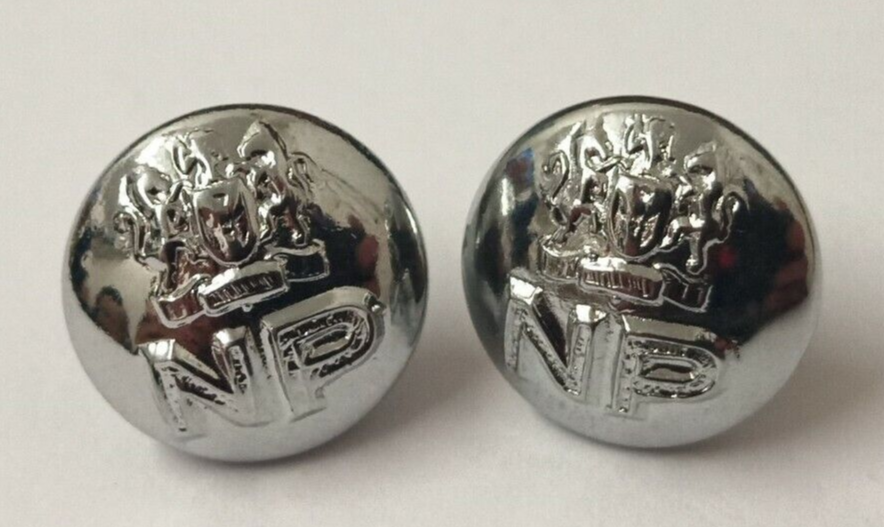 Genuine Nigerian Unity NP Crest Insignia Silver / Chrome Buttons 12mm V0036 X2