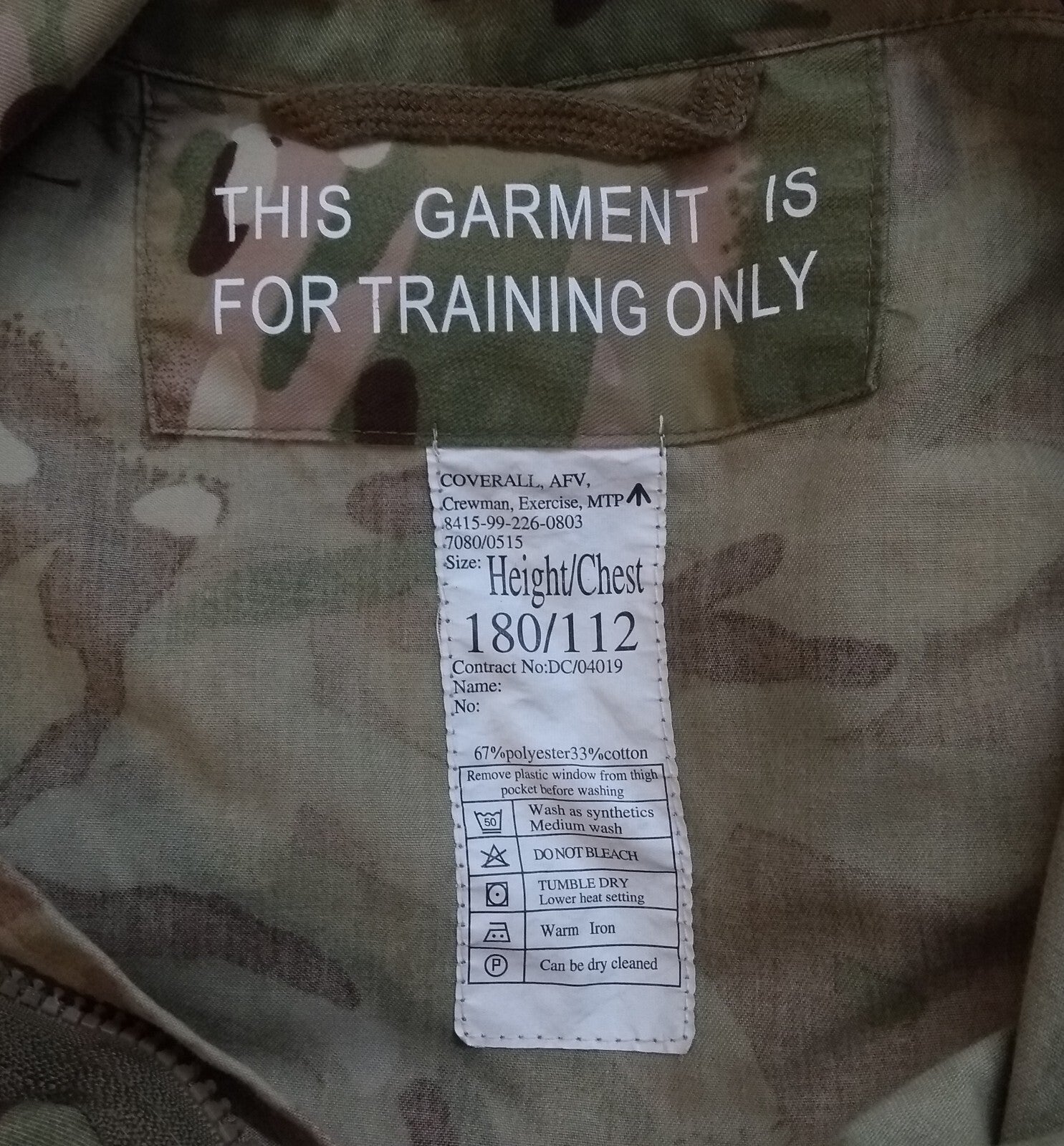 MTP Tank Suit AFV Coverall Crewman British Multi Terrain Pattern Camo FAULTY