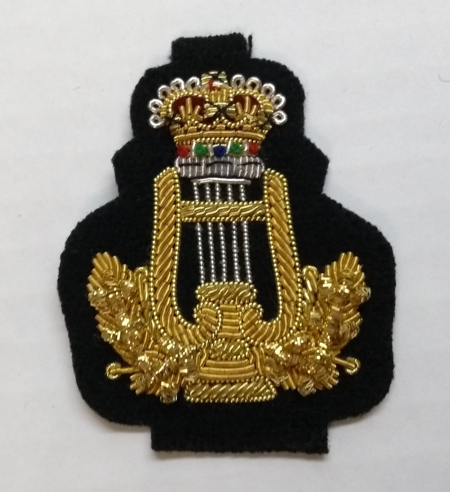 Mess Kit Badge Crown & Lyre British Forces Musician Bands Embroidered Arm Patch