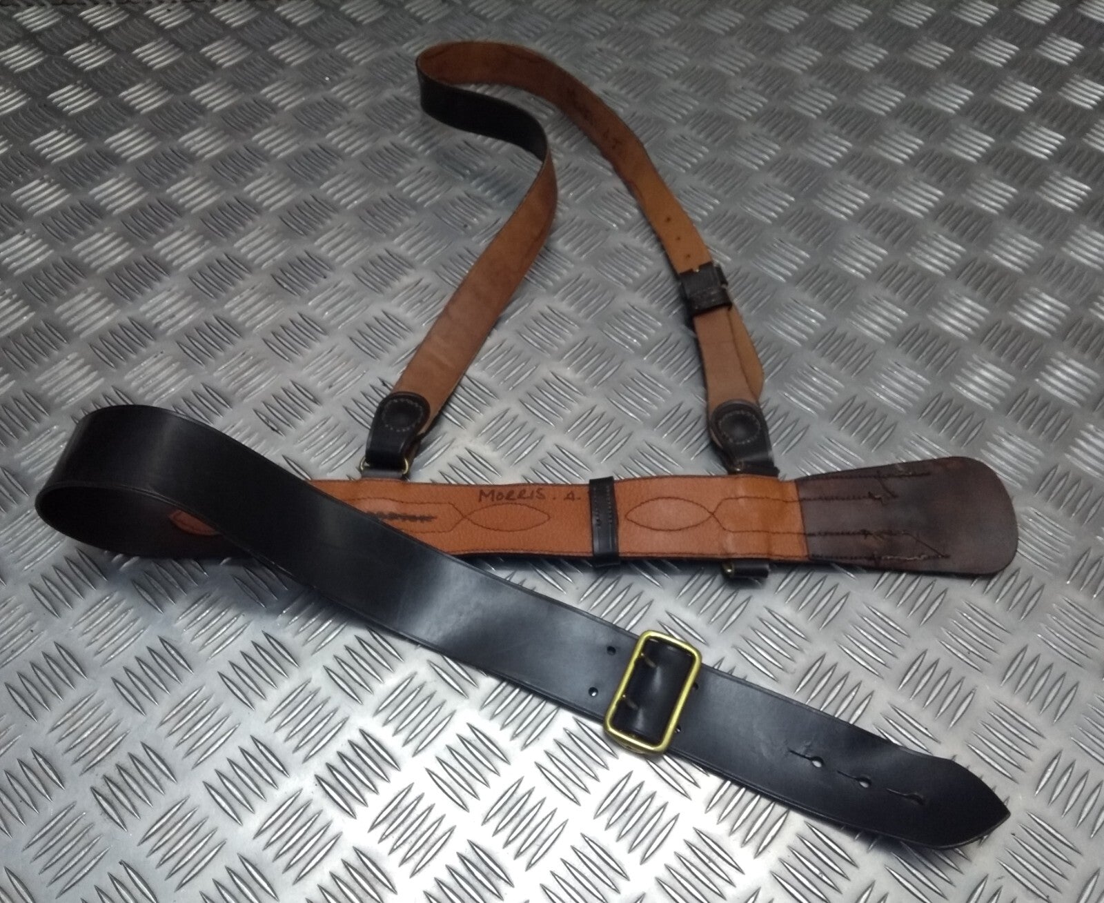 Vintage Sam Browne Leather Belt and Cross Over Strap Hobson London