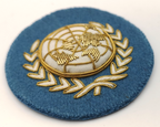 UN Nations Round White & Gold on Light Blue Felt Wire Braided Beret Badge NEW