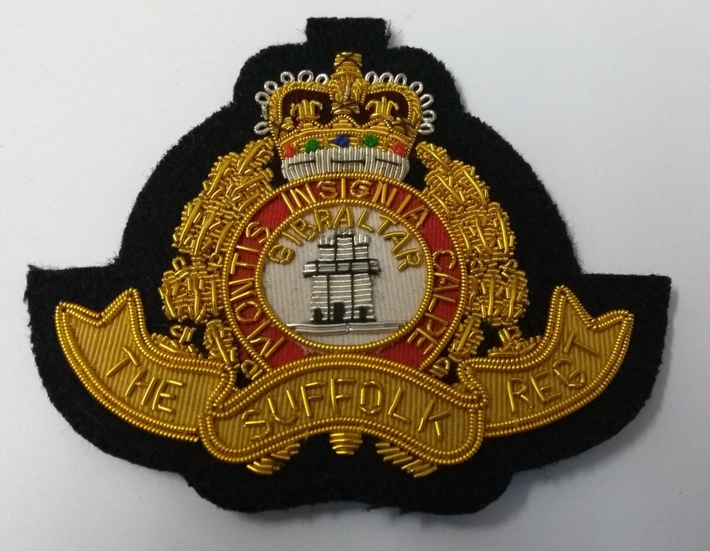 British Army The Suffolk Regiment Gold Wire Braided Badge