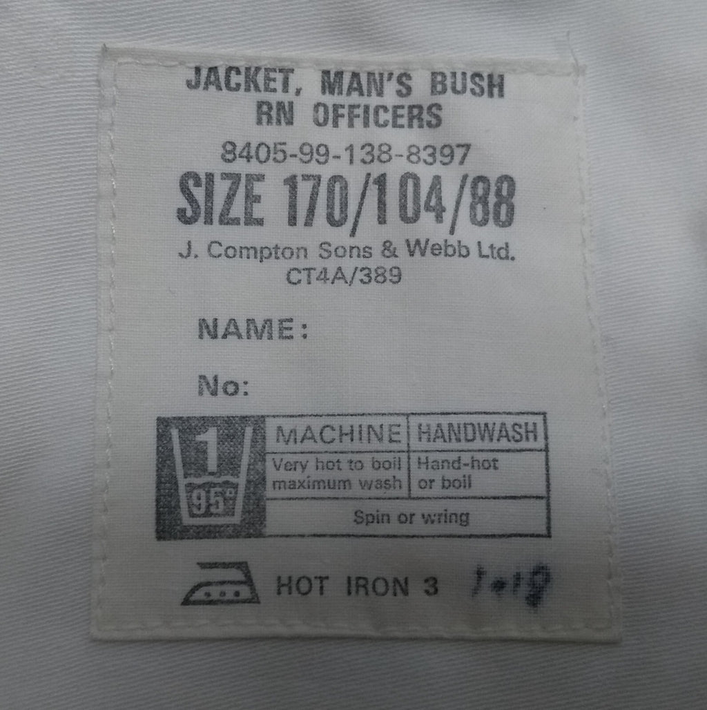Vintage Bush Jacket Man's British Naval RN Ofc Dress No Buttons