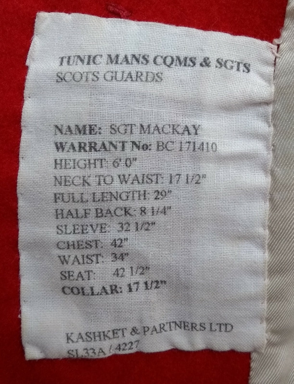 Scots Guards Red Tunic CQMS Ceremonial & Parade British Army Issue 42" EBYT685