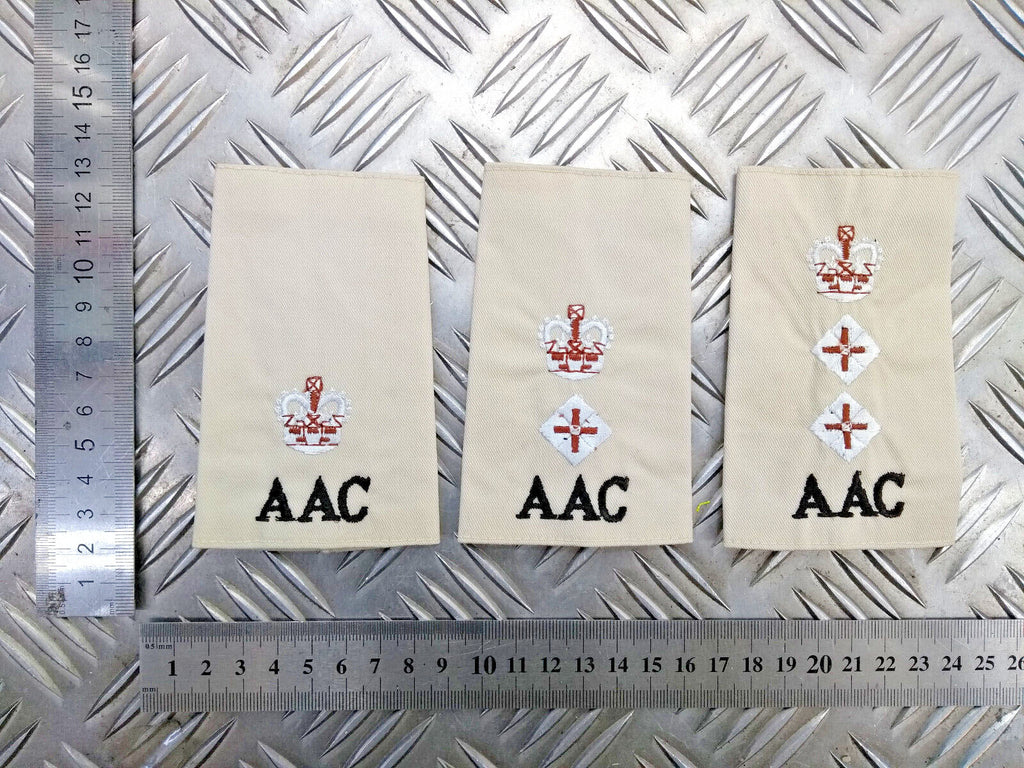 Army Air Corps AAC Light Khaki / Cream Rank Slides Various Ranks - NEW