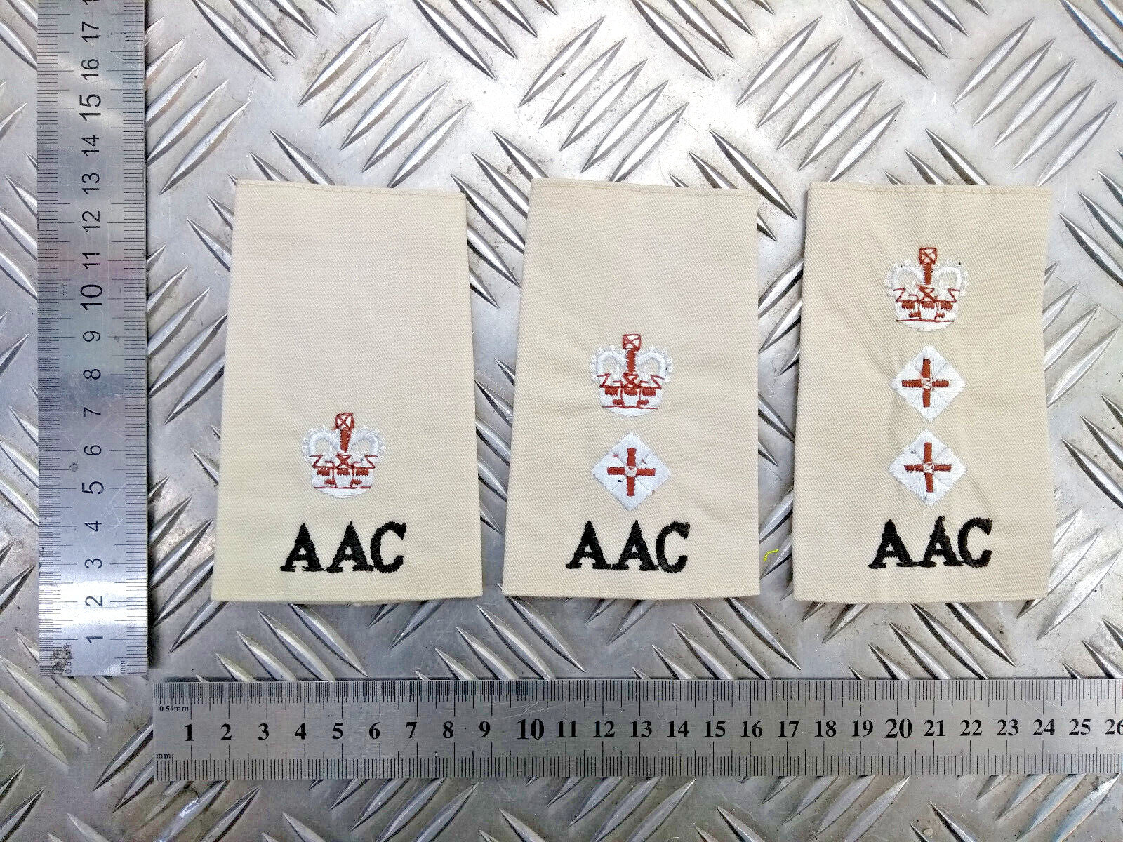 Army Air Corps AAC Light Khaki / Cream Rank Slides Various Ranks - NEW