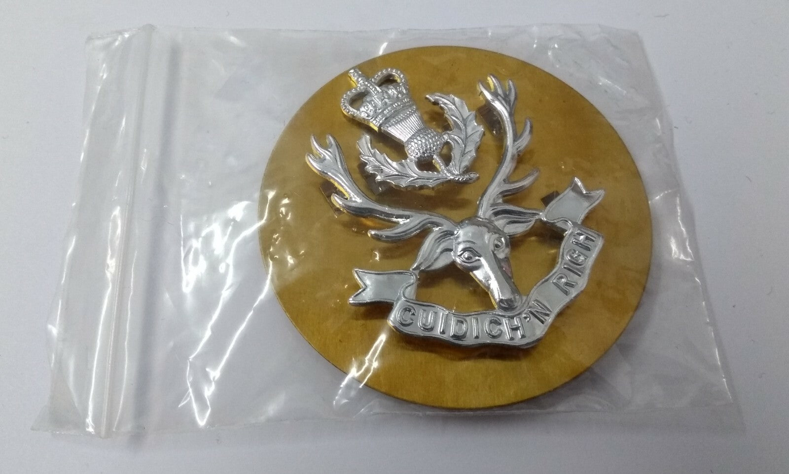 Queen's Own Highlanders Seaforth and Camerons Glengarry Hat Badge Army Issue