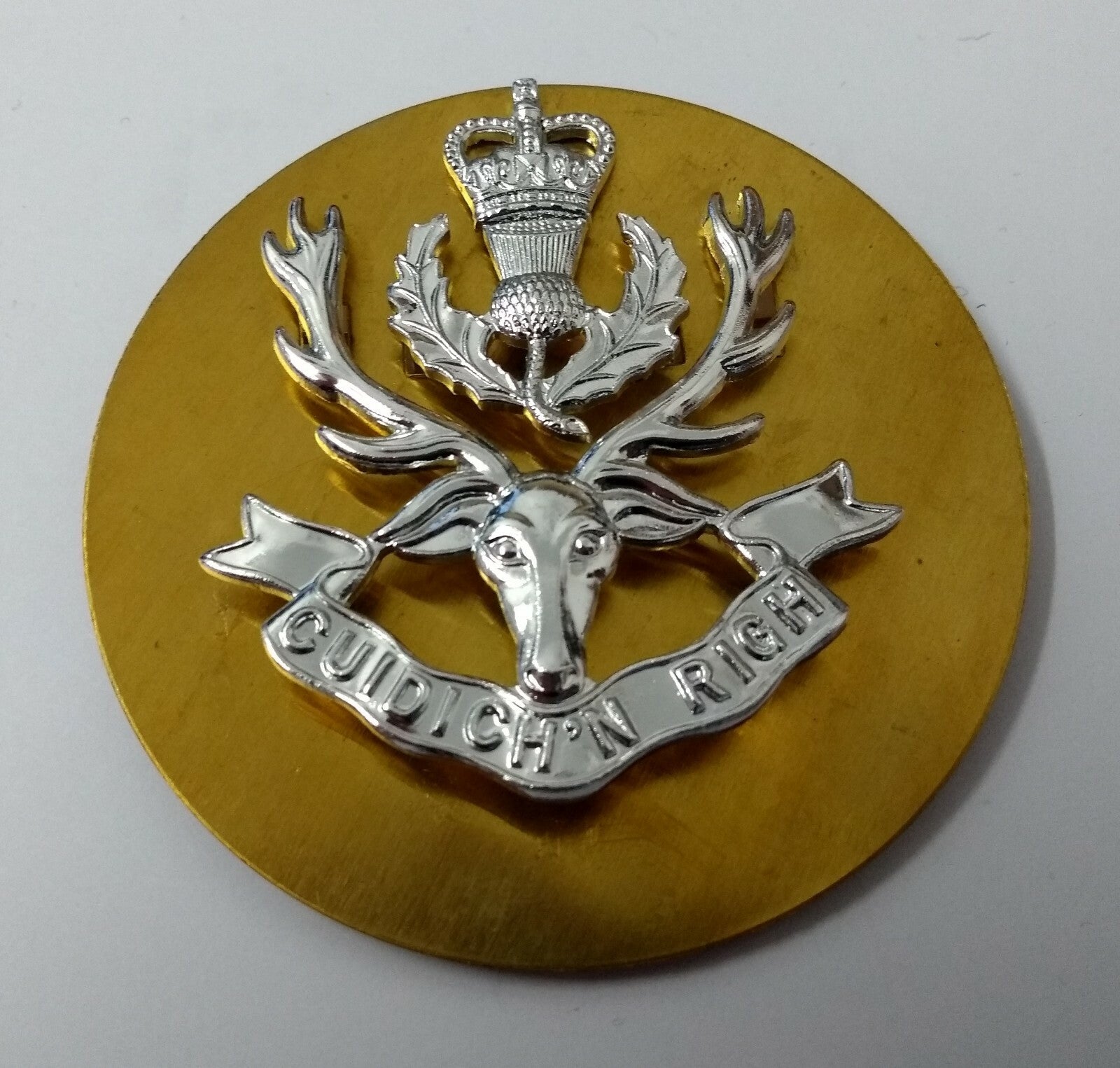 Queen's Own Highlanders Seaforth and Camerons Glengarry Hat Badge Army Issue