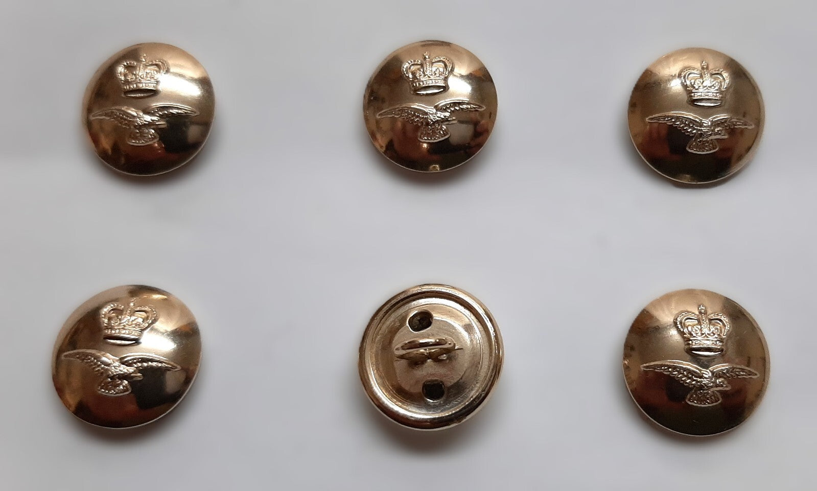 Q/C RAF Royal Air Force Buttons Small Air Force Queens Crown Ring Back Type 3 Pairs
