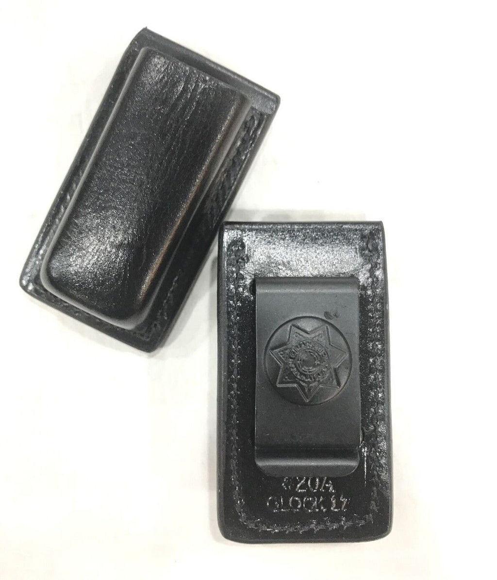 Bianchi 20A Black Leather Magazine Pouch for 9mm Glock 17