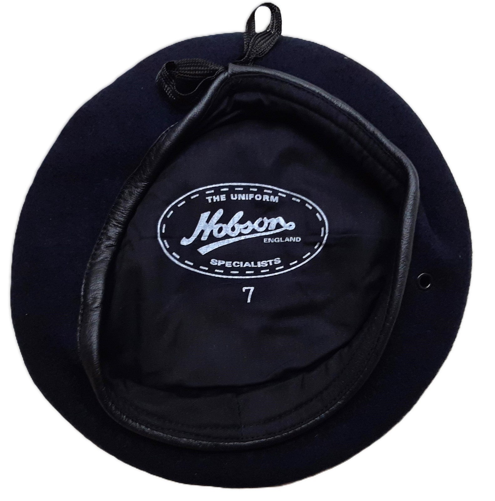 Navy Beret Old Pattern Hobson Beret Leather Rim 7 57cm