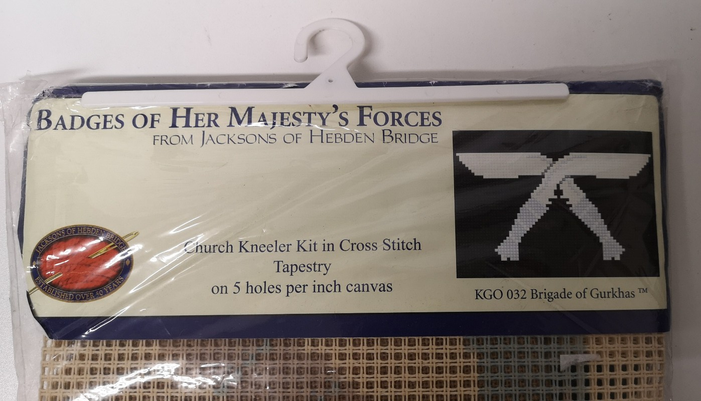 Church Kneeler Kit in Cross Stitch Tapestry Brigade of Gurkhas Insignia