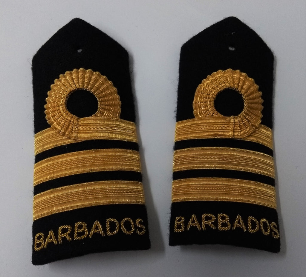 Barbados Naval Senior Officer Uniform Shoulder Boards Black & Gold Detail