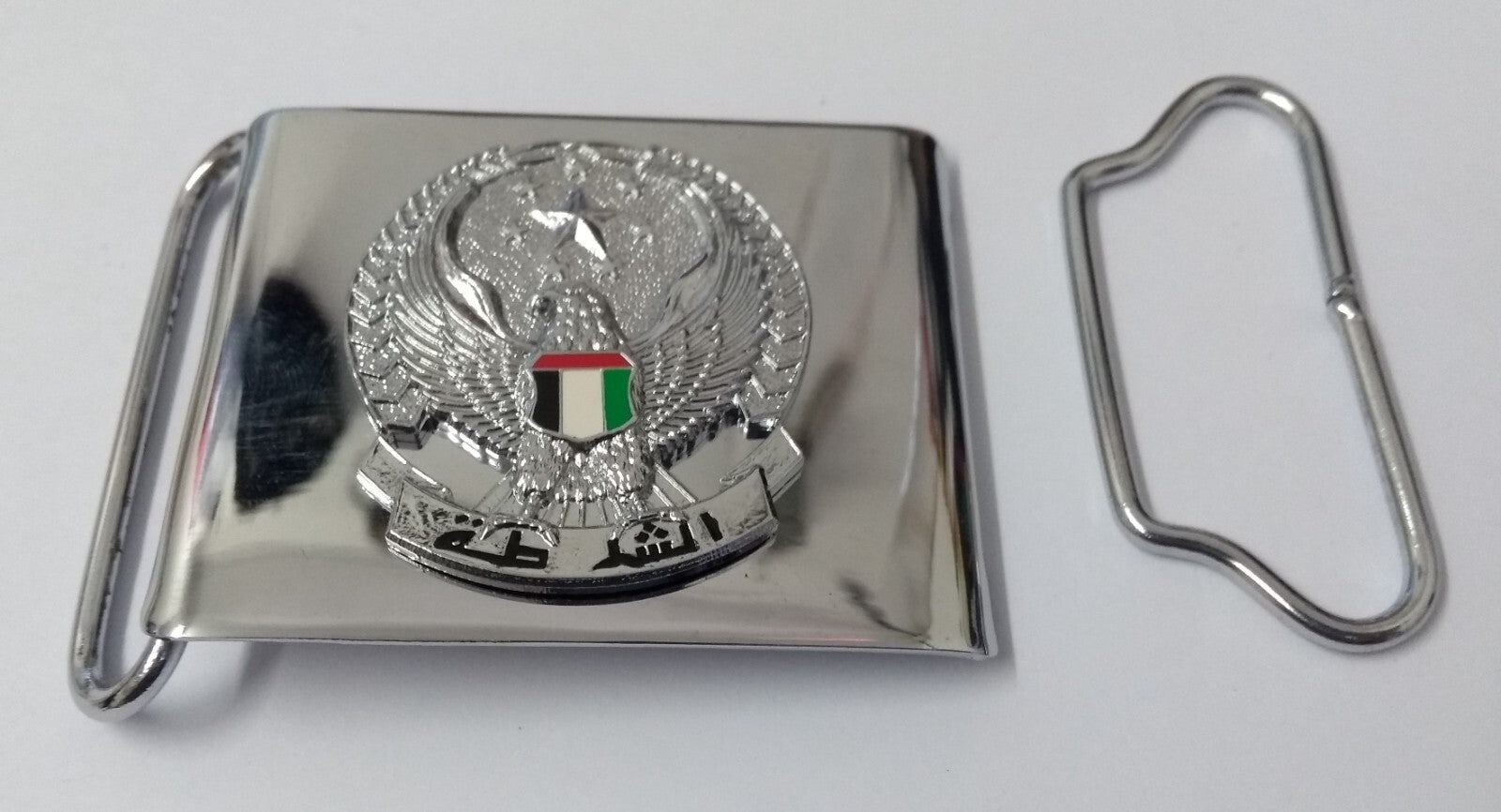 Abu Dhabi Buckle UAE Chrome Insignia Belt Locket Clasp Made in England 58mm
