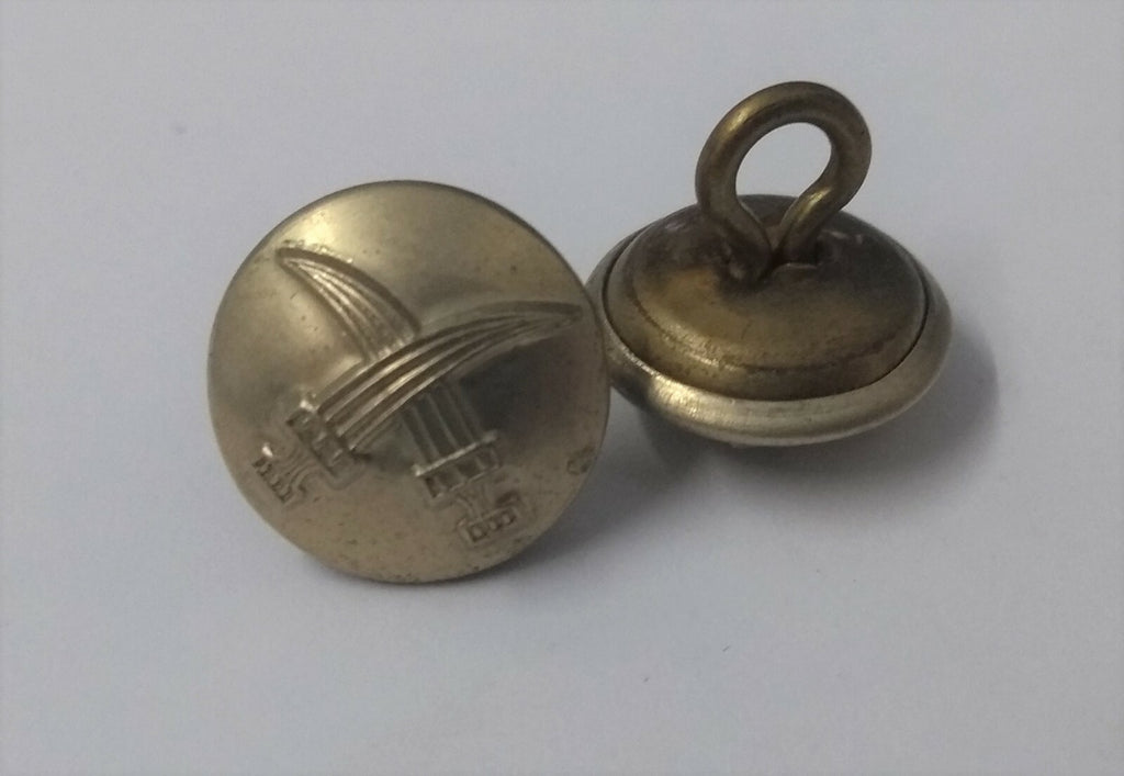 Genuine British Made Bahrain Obsolete Insignia Nickel Ring Buttons X2 ASBT237