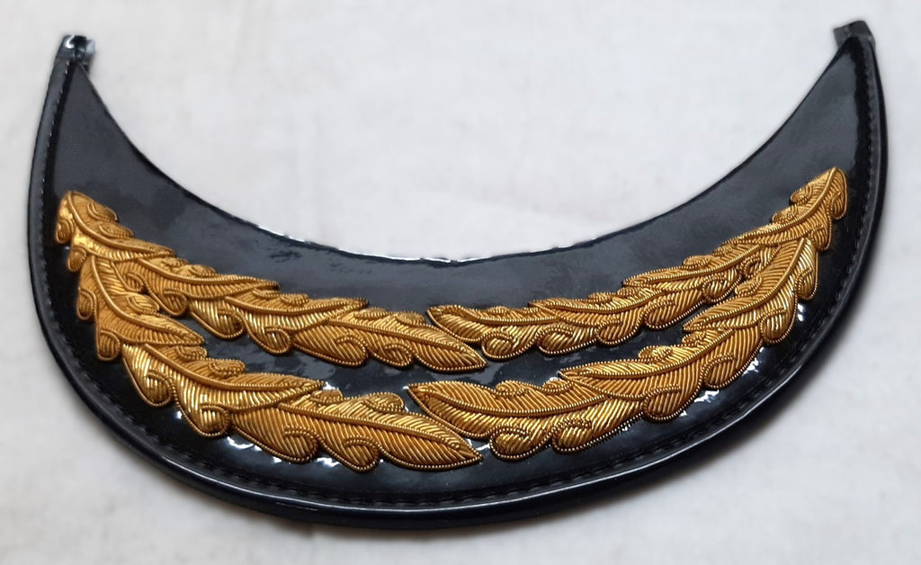 General Officer Peak British Oak Leaf Gold Wire Sprig Dress Hat Visor