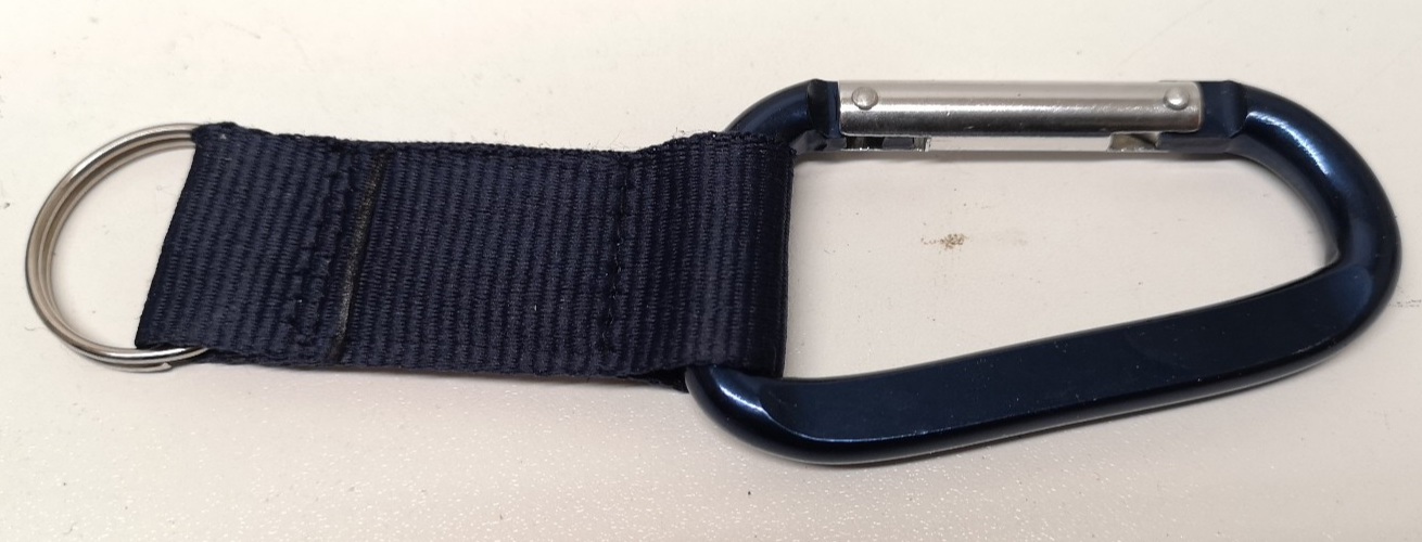 Blue Aluminium Carabiener with Ring on Nylon Webbing Keyholder