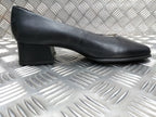 Womens Girls Fenella Leather Med Block Heel Court Shoe Office Work Footlites NEW