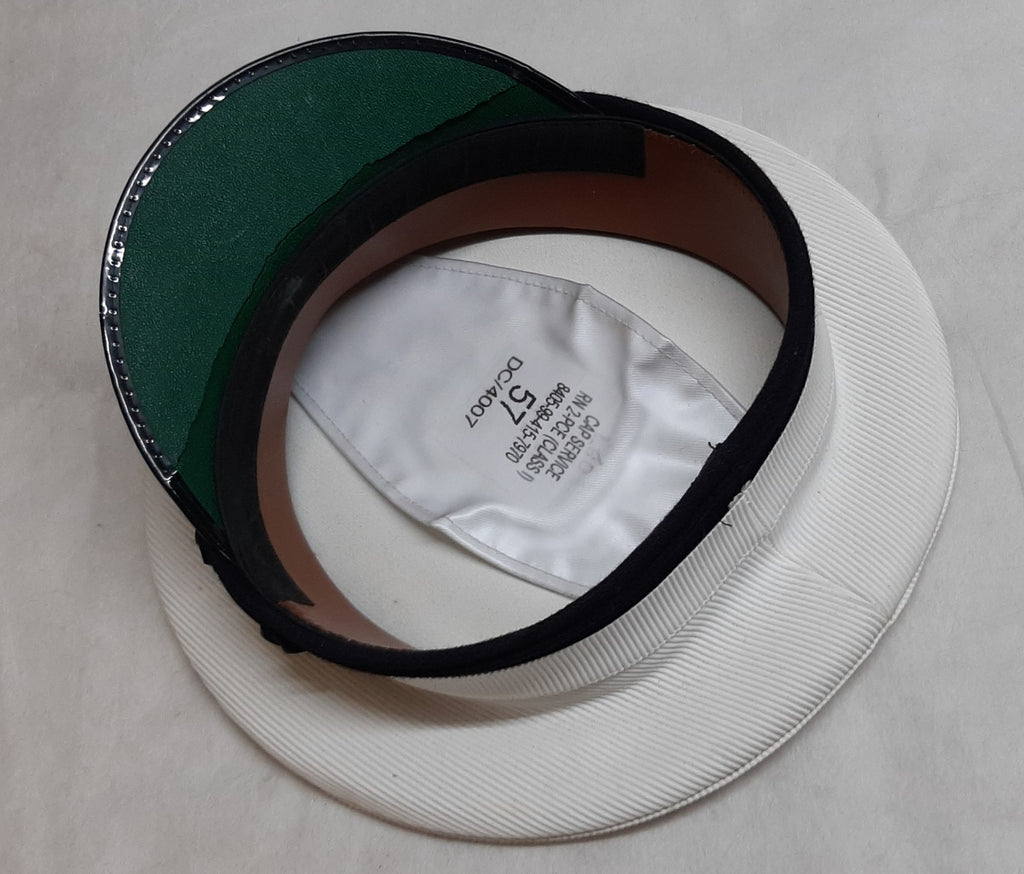 Genuine British Royal Navy Class 1 & 3 White Officer Cap / Dress Hat. Faulty