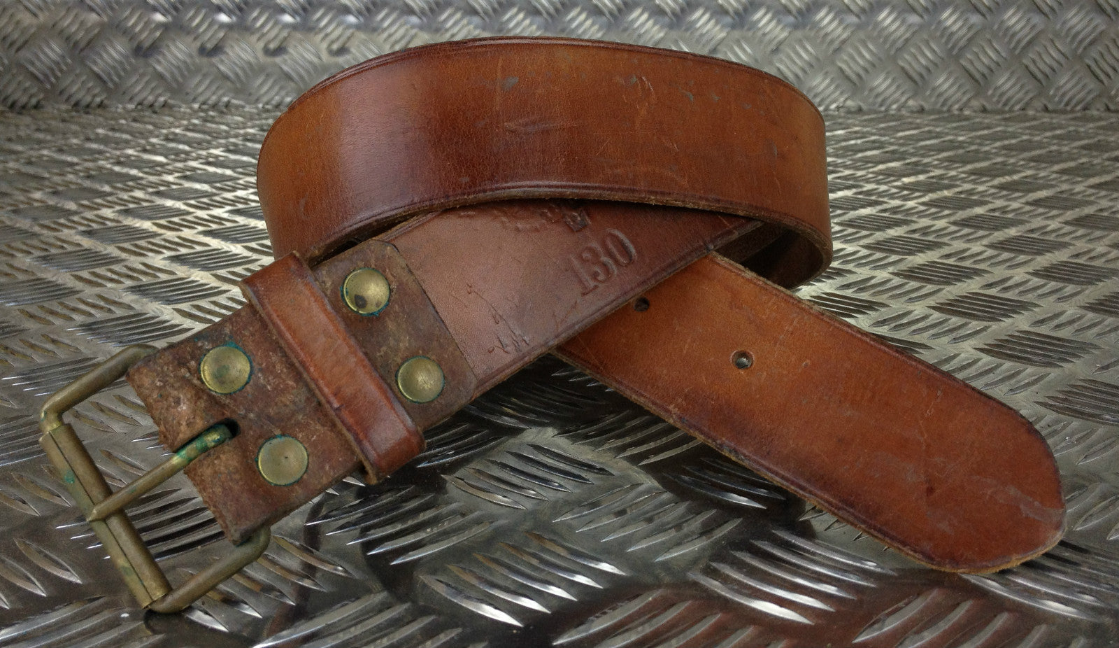 Swedish Army Unique Vintage Brown Leather Trouser Belt - All Sizes Lot2