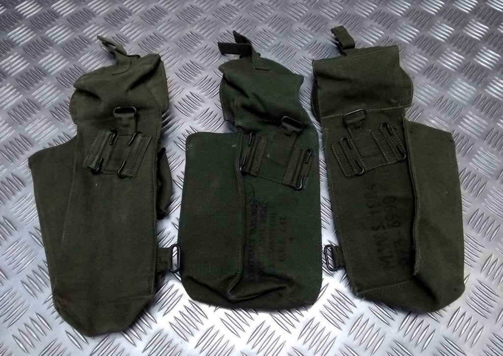 Vintage Webbing Pouch British Army Issue Green Ammo / Utility Web Case X 3
